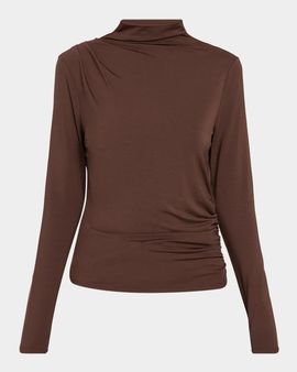 Veronica Beard Mylie Draped High-Neck Top