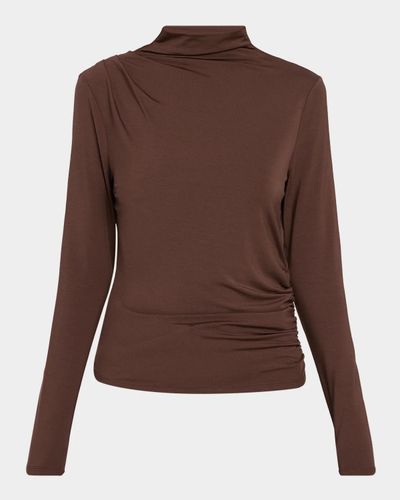 Veronica Beard Mylie Draped High-Neck Top