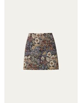 Veronica Beard Ohemia Floral Jacquard Mini Skirt