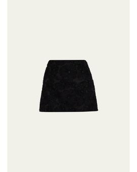 Veronica Beard Olenna Beaded Floral Mini Skirt