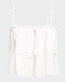 Veronica Beard Oseanna Embroidered Cotton Top