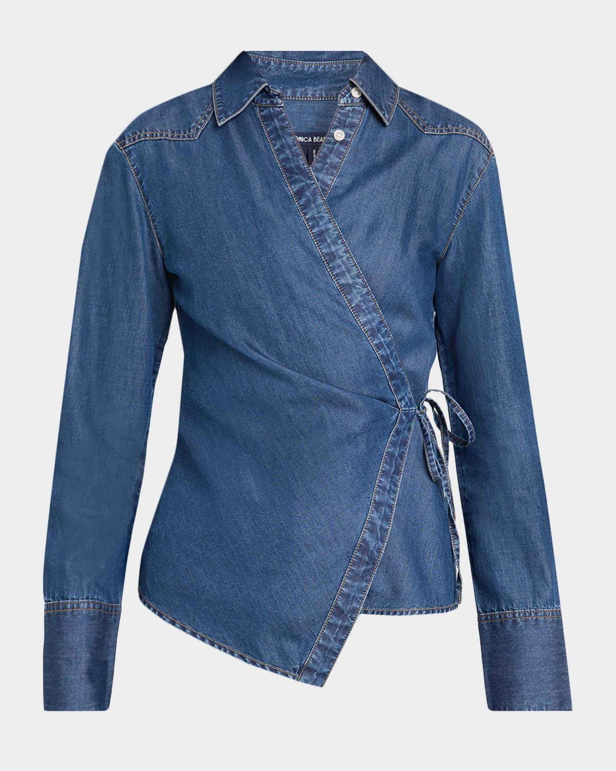 Veronica Beard Perezzi Denim Wrap Shirt