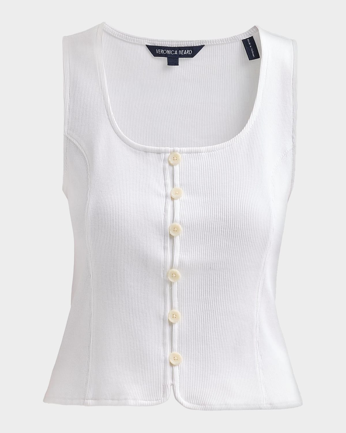 Veronica Beard Quenby Stretch-Cotton Sleeveless Top