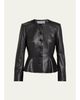 Veronica Beard Quinn Leather Peplum Jacket - 1