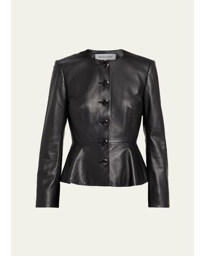 Veronica Beard Quinn Leather Peplum Jacket