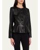 Veronica Beard Quinn Leather Peplum Jacket - 4