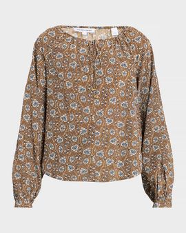 Veronica Beard Rhosen Floral Silk-Blend Blouse