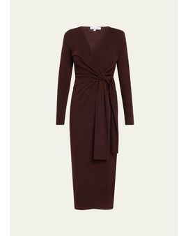 Veronica Beard Salomez Knit Wrap Midi Dress