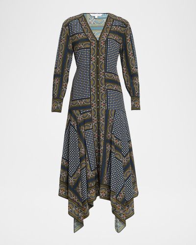 Veronica Beard Skye Scarf-Print Midi Dress