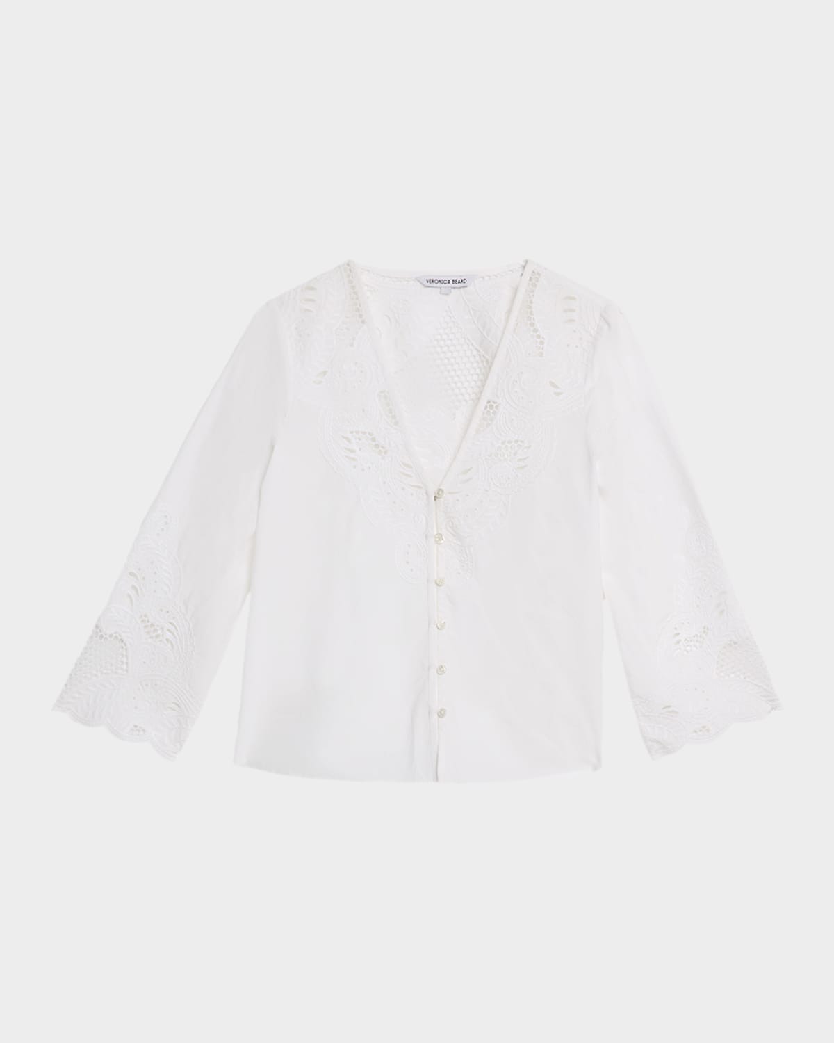 Veronica Beard Suniva Embroidered Cotton Top