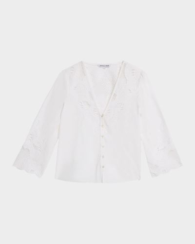 Veronica Beard Suniva Embroidered Cotton Top