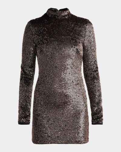 Veronica Beard Sylee Textured-Knit Mock-Turtleneck Mini Dress