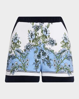 Veronica Beard Tijana Floral Cotton-Terry Shorts