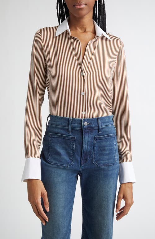Veronica Beard Veronica Beard Amelia Stripe Silk Blend Button-Up Shirt