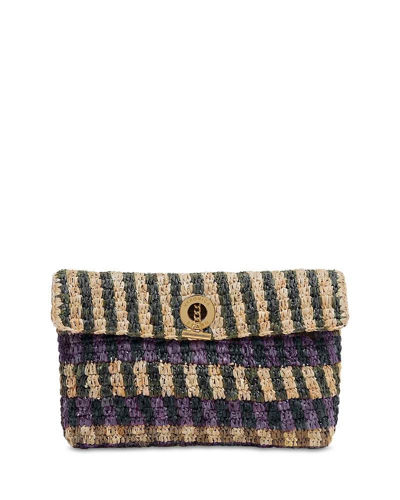 Veronica Beard Veronica Beard Anchor Medium Striped Raffia Clutch