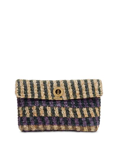 Veronica Beard Veronica Beard Anchor Medium Striped Raffia Clutch