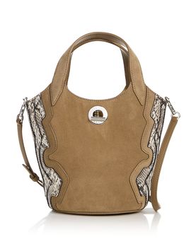 Veronica Beard Veronica Beard Anchor Suede & Snake Embossed Leather Crossbody Bag