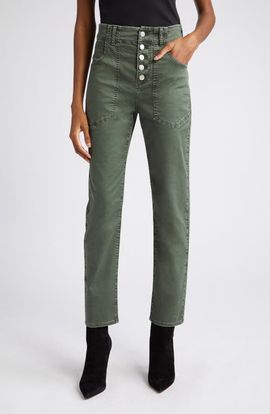 Veronica Beard Veronica Beard Arya Button Fly Stretch Cotton Pants