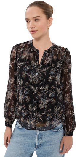 Veronica Beard Veronica Beard Ashlynn Silk Blouse Black multi