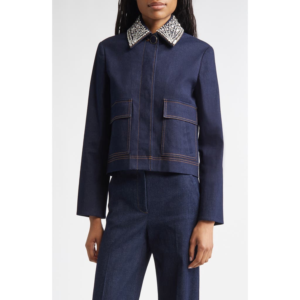 Veronica Beard Veronica Beard Barrington Crystal Collar Denim Jacket