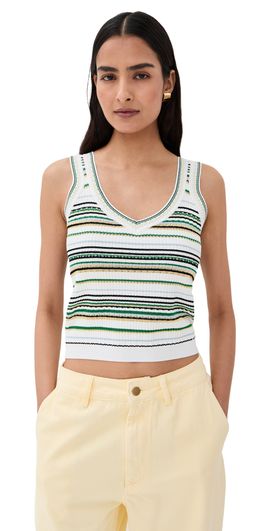 Veronica Beard Carlin Knit Tank in Off White Multi