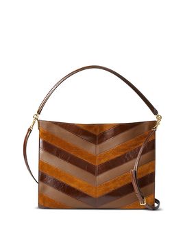 Veronica Beard Veronica Beard Chevron Leather & Suede Shoulder Bag