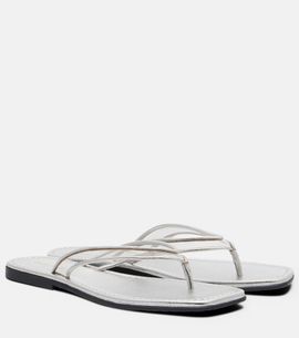 Veronica Beard Veronica Beard Clea leather-trimmed PVC thong sandals