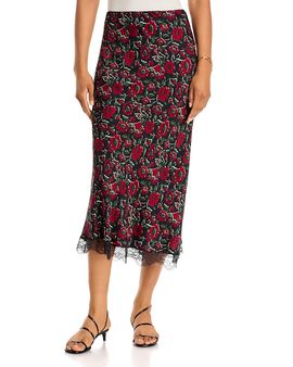 Veronica Beard Veronica Beard Clover Lace Trim Printed Skirt