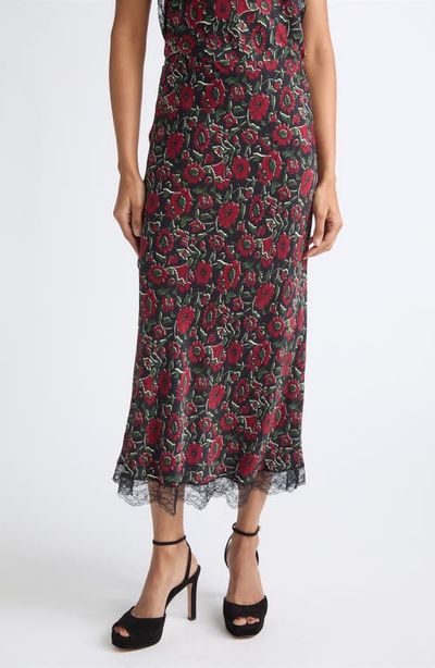 Veronica Beard Veronica Beard Clover Lace Trim Silk Blend Midi Skirt