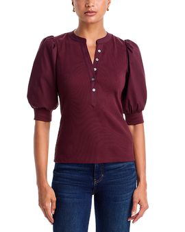 Veronica Beard Veronica Beard Coralee Henley Cotton Stretch Top