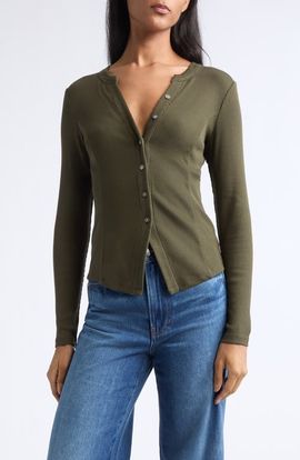 Veronica Beard Veronica Beard Cordis Ribbed Long Sleeve Knit Top