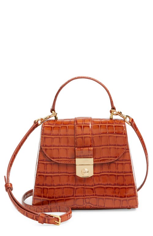 Veronica Beard Veronica Beard Crest Lock Croc Embossed Leather Top Handle Bag