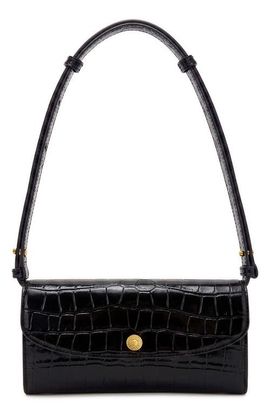 Veronica Beard Veronica Beard Croc Embossed Leather Crossbody Wallet