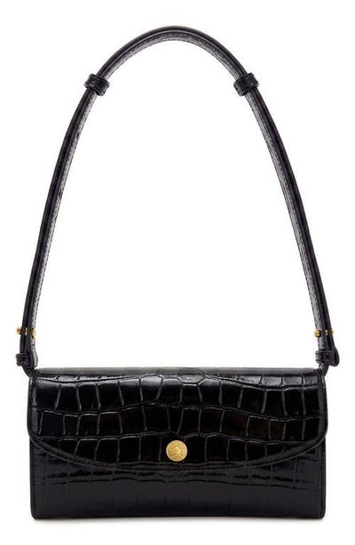 Veronica Beard Veronica Beard Croc Embossed Leather Crossbody Wallet