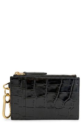 Veronica Beard Veronica Beard Croc Embossed Zip Card Holder