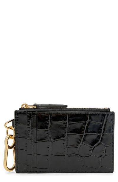 Veronica Beard Veronica Beard Croc Embossed Zip Card Holder