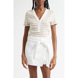 Veronica Beard Veronica Beard Dekalb Stripe Stretch Cotton Henley Top