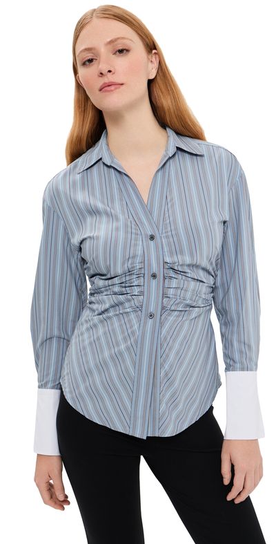 Veronica Beard Veronica Beard Devra Button Down Shirt Blue River Multi