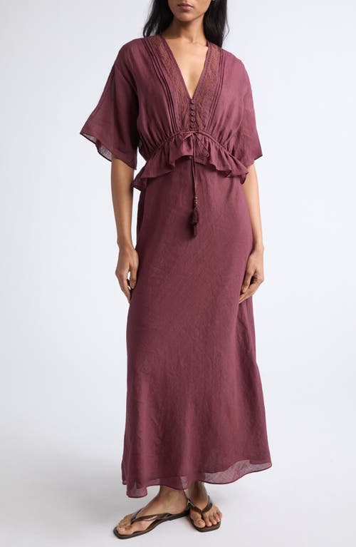 Veronica Beard Veronica Beard Dominick Pintuck Lace Trim Maxi Dress