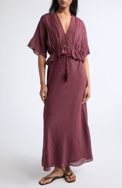 Veronica Beard Veronica Beard Dominick Pintuck Lace Trim Maxi Dress