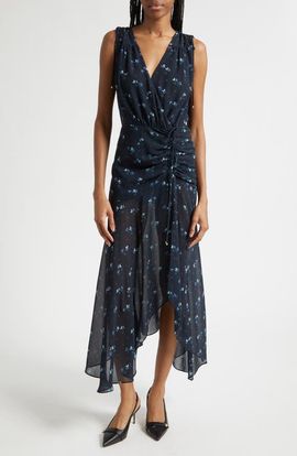 Veronica Beard Veronica Beard Dovima Floral Sleeveless Asymmetric Maxi Dress