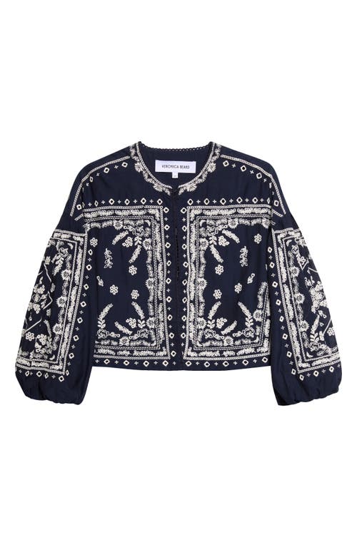 Veronica Beard Veronica Beard Drake Embroidered Bandana Print Cotton Blend Jacket