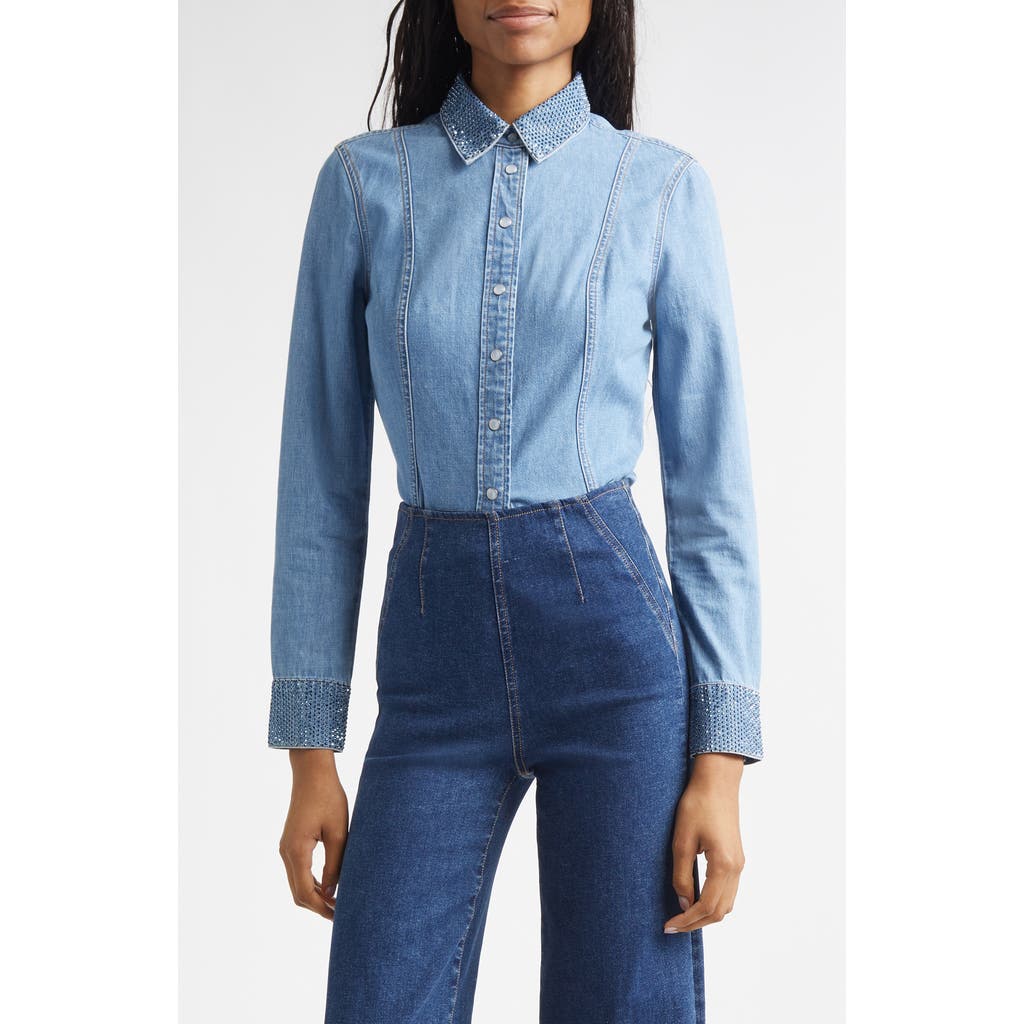 Veronica Beard Veronica Beard Eddie Rhinestone Trim Denim Top