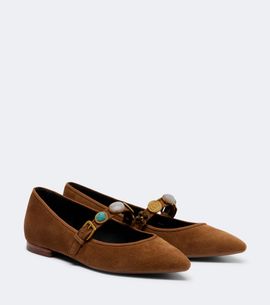 Veronica Beard Veronica Beard Embellished suede Mary Jane flats