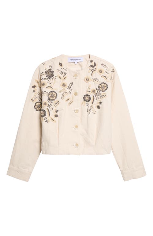 Veronica Beard Veronica Beard Emeren Embroidered Collarless Cotton Jacket