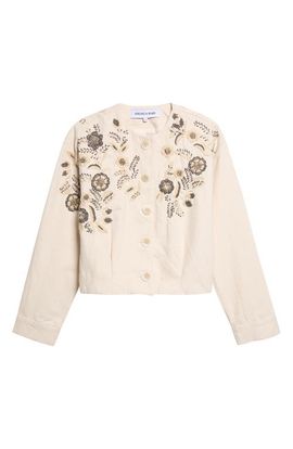 Veronica Beard Veronica Beard Emeren Embroidered Collarless Cotton Jacket