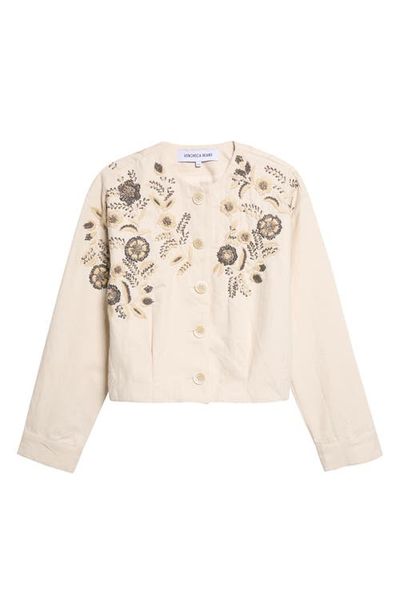 Veronica Beard Veronica Beard Emeren Embroidered Collarless Cotton Jacket