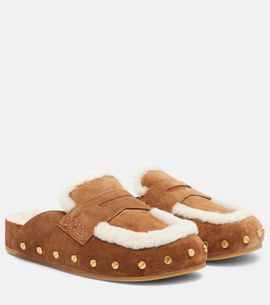 Veronica Beard Veronica Beard Fenix shearling-lined suede mules