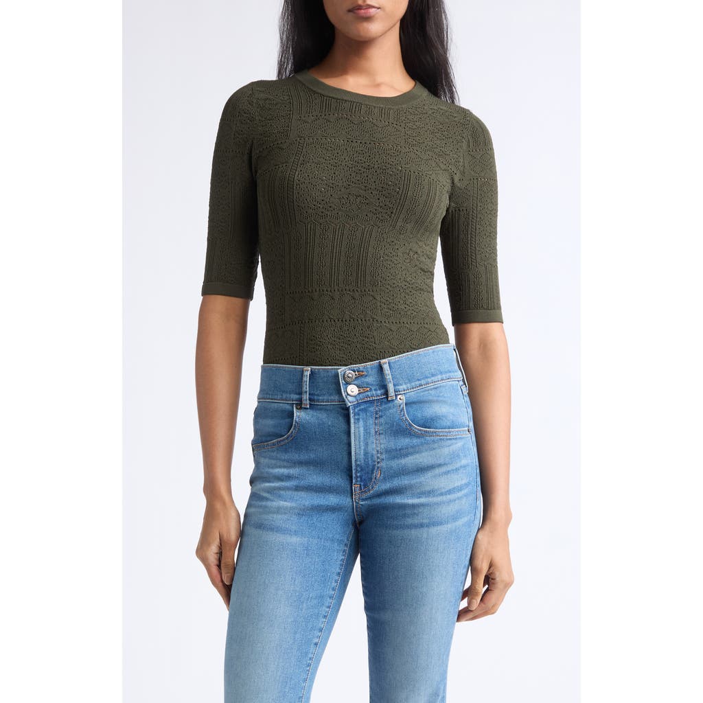 Veronica Beard Veronica Beard Garron Pointelle Elbow Sleeve Sweater