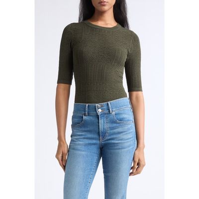 Veronica Beard Veronica Beard Garron Pointelle Elbow Sleeve Sweater